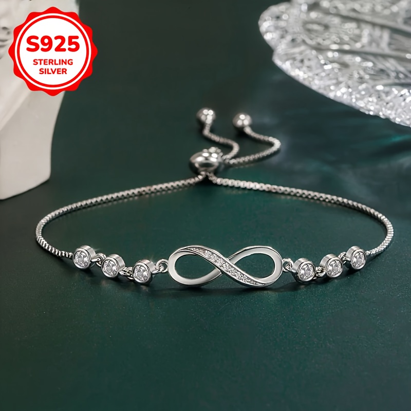 S925 Silver Infinity Loop Bracelet - Adjustable Sexy Design